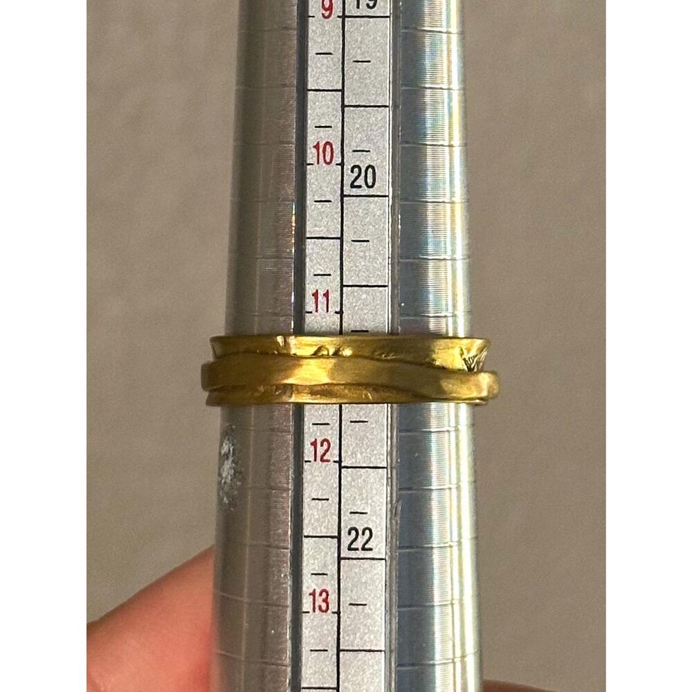 Handmade Brass Fidget Ring w/ Mountain Details & Brass Spinning Band (Size 11.5)
